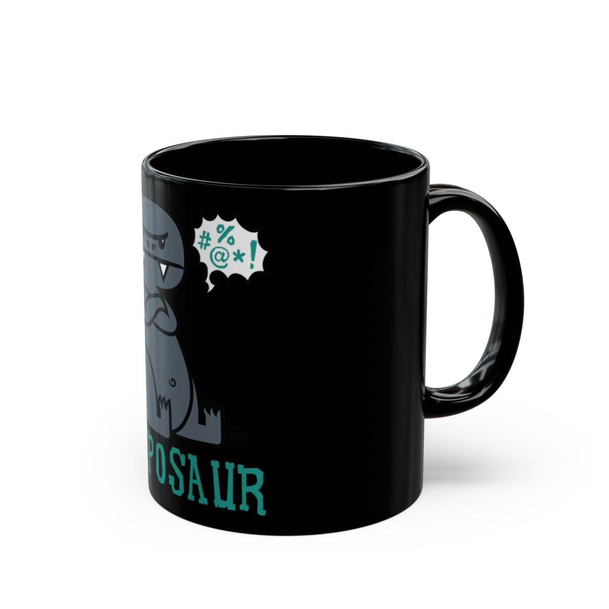 Funny Dinosaur Design on Black Coffee Mug