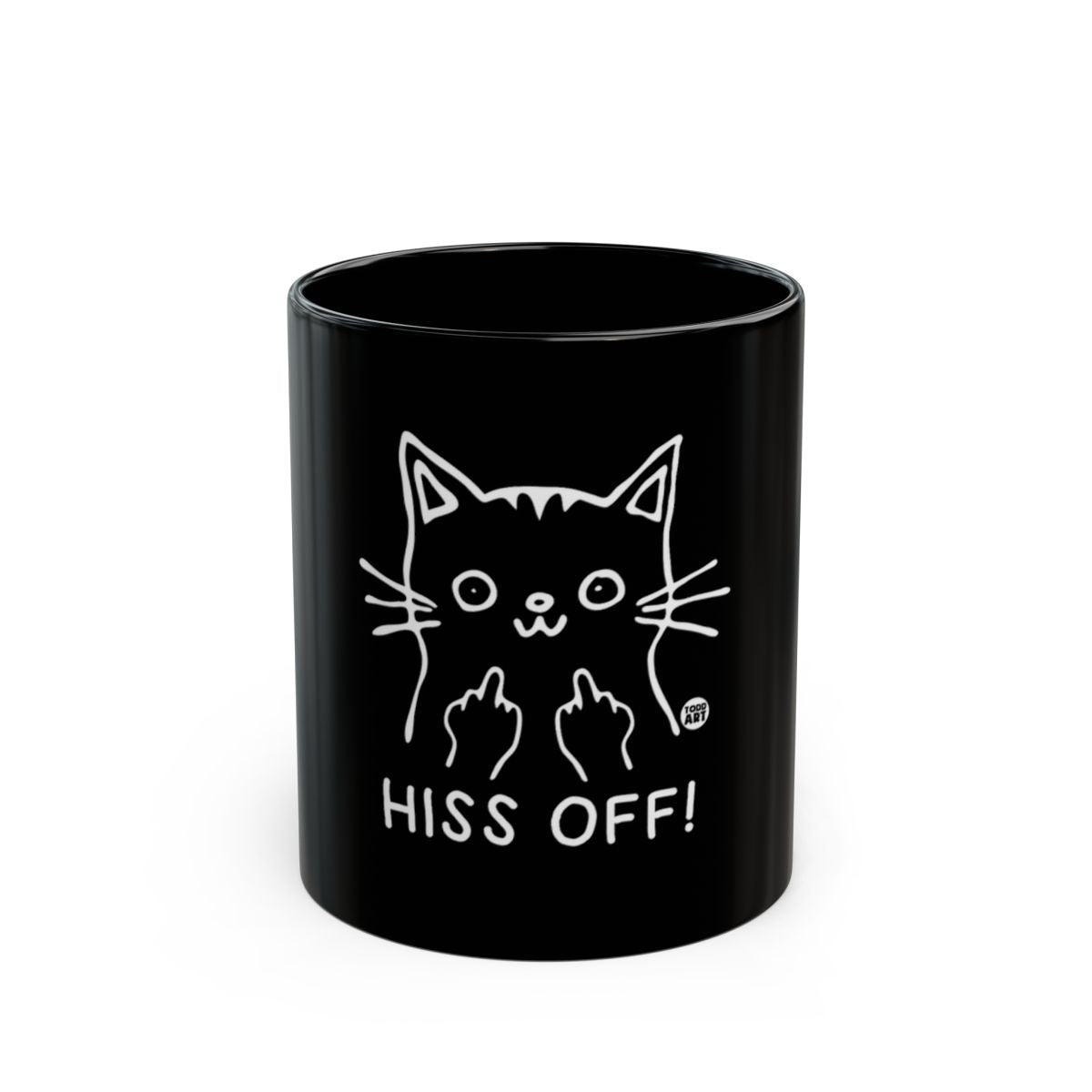 Hiss Off Cat Design Black Coffee Mug for Feline Lovers