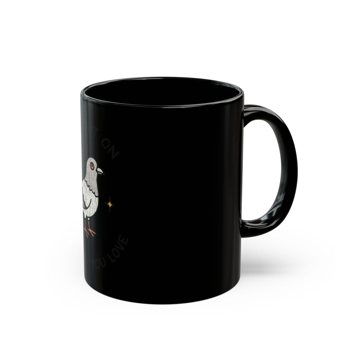 Unique Pigeon Design Black Coffee Mug Perfect Gift