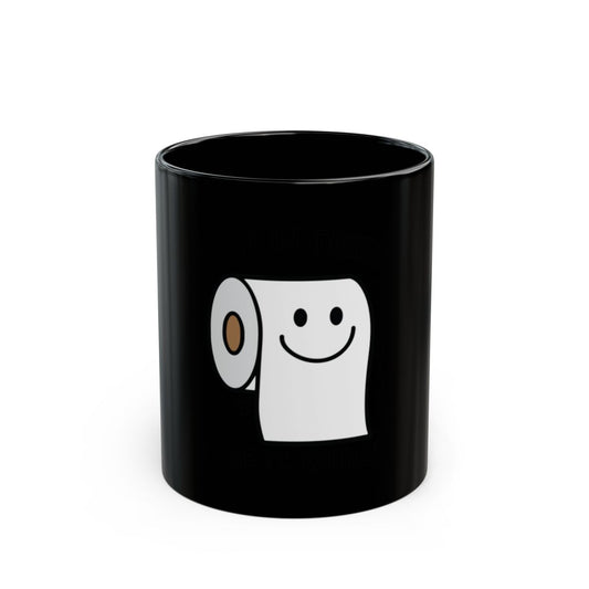Cute Smiling Toilet Paper Mug with Black Background