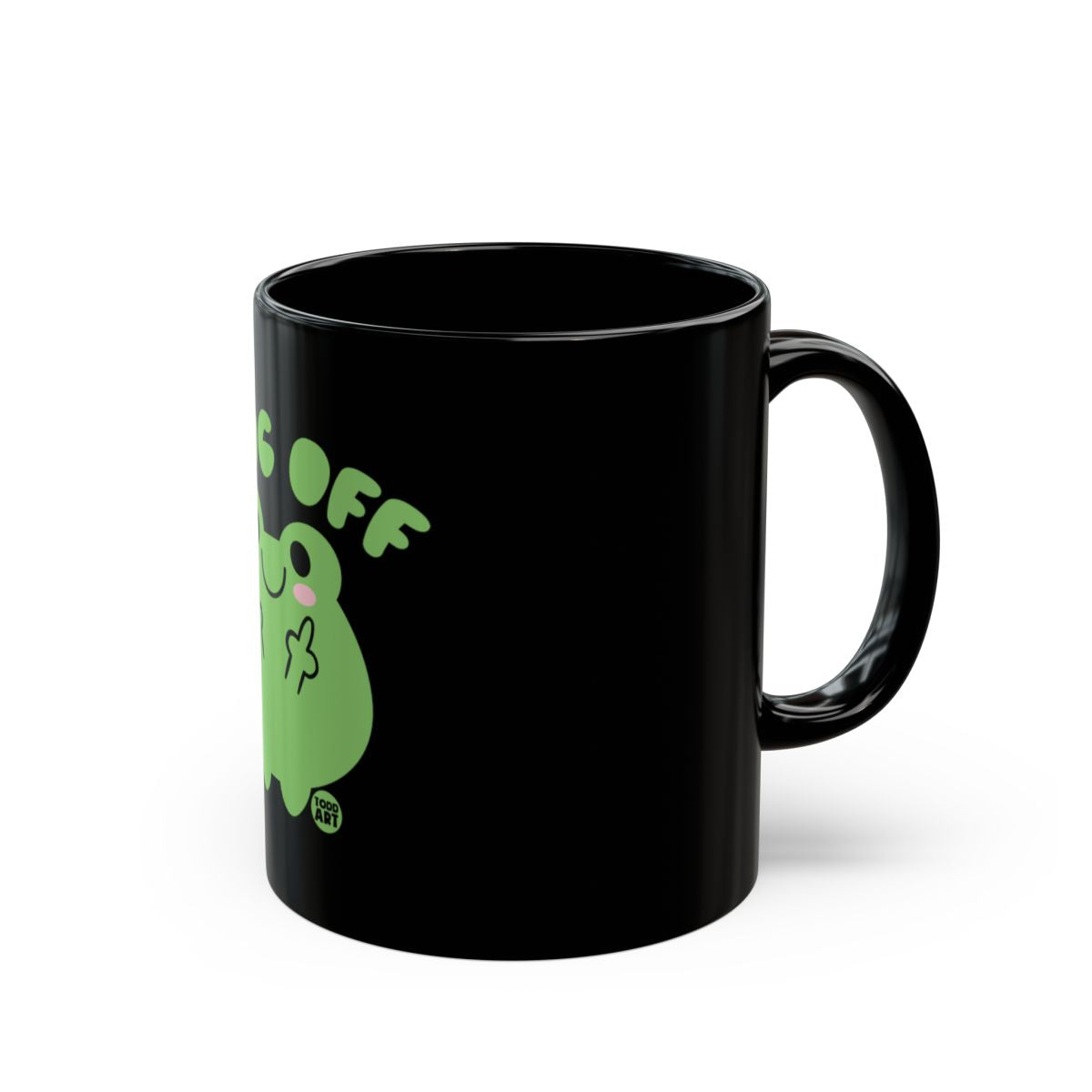 Hands Off Frog Cartoon Black Mug