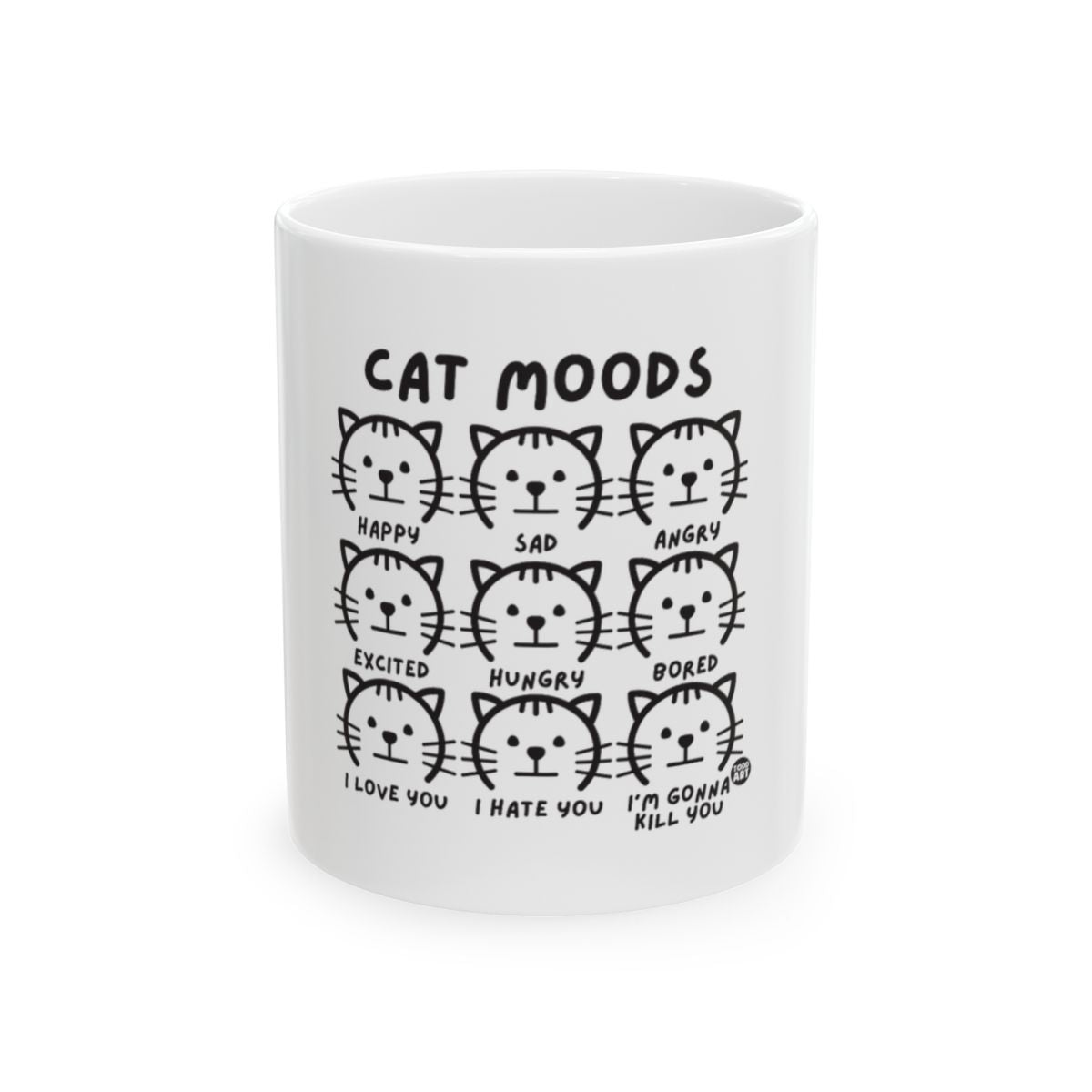 Cat Moods Funny Emotions Cartoon Mug for Cat Lovers