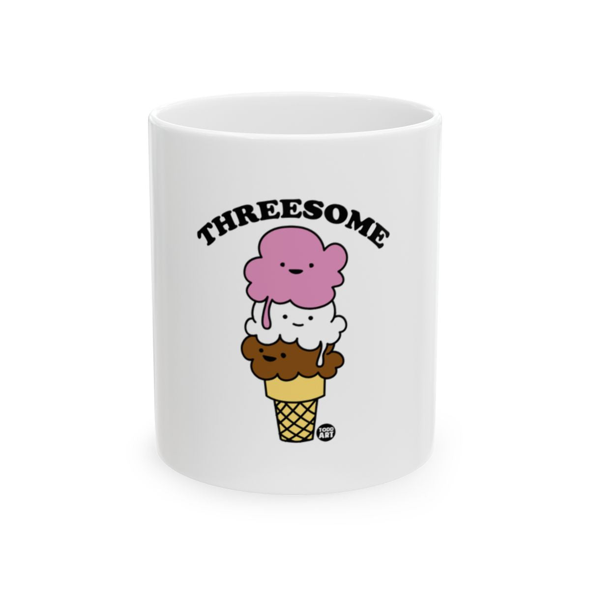 Cute Ice Cream Cartoon Threesome Design Coffee Mug