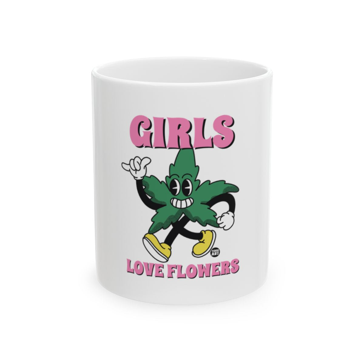 Girls Love Flowers Design Fun White Mug