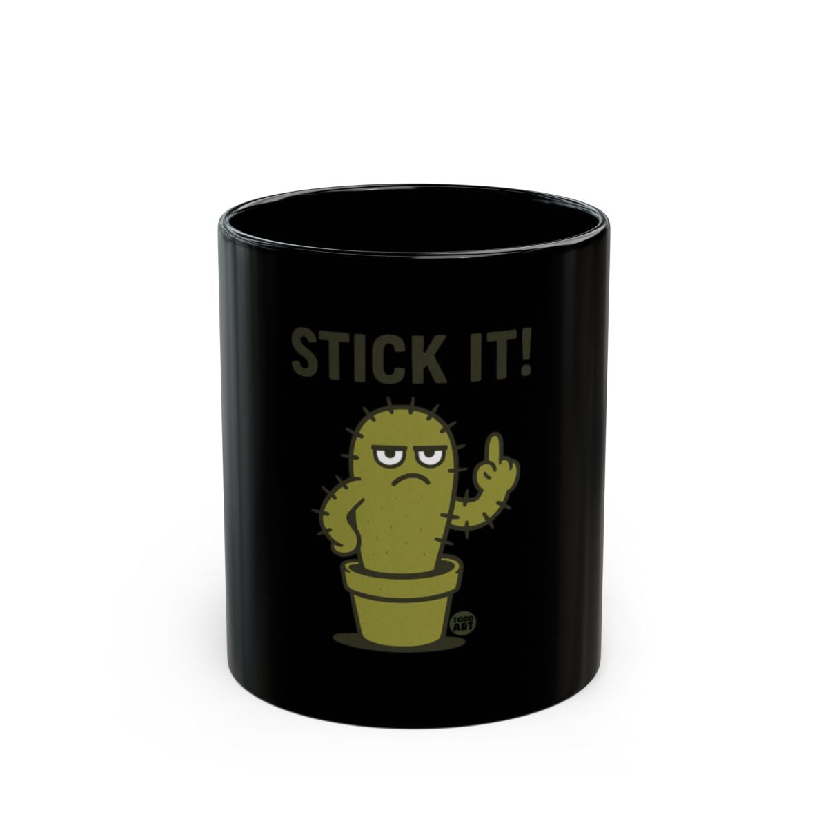 Stick It Cactus Middle Finger Black Ceramic Mug