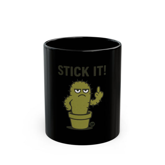 Stick It Cactus Middle Finger Black Ceramic Mug