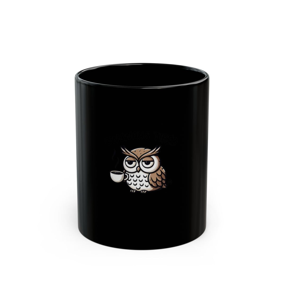 Humorous Sleepy Owl Coffee Design Black Mug