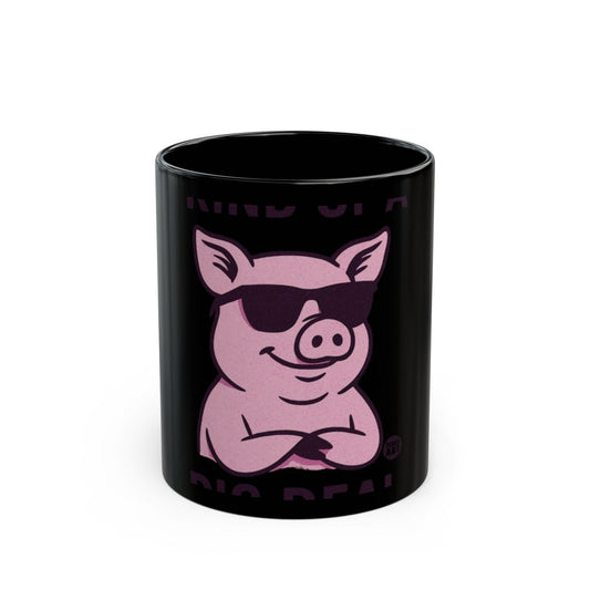 Kind of a Pig Deal Cute Pink Pig Black Mug
