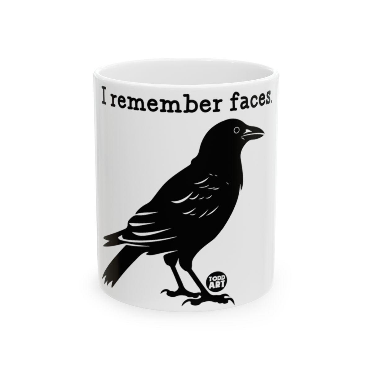 I remember faces black crow image mug