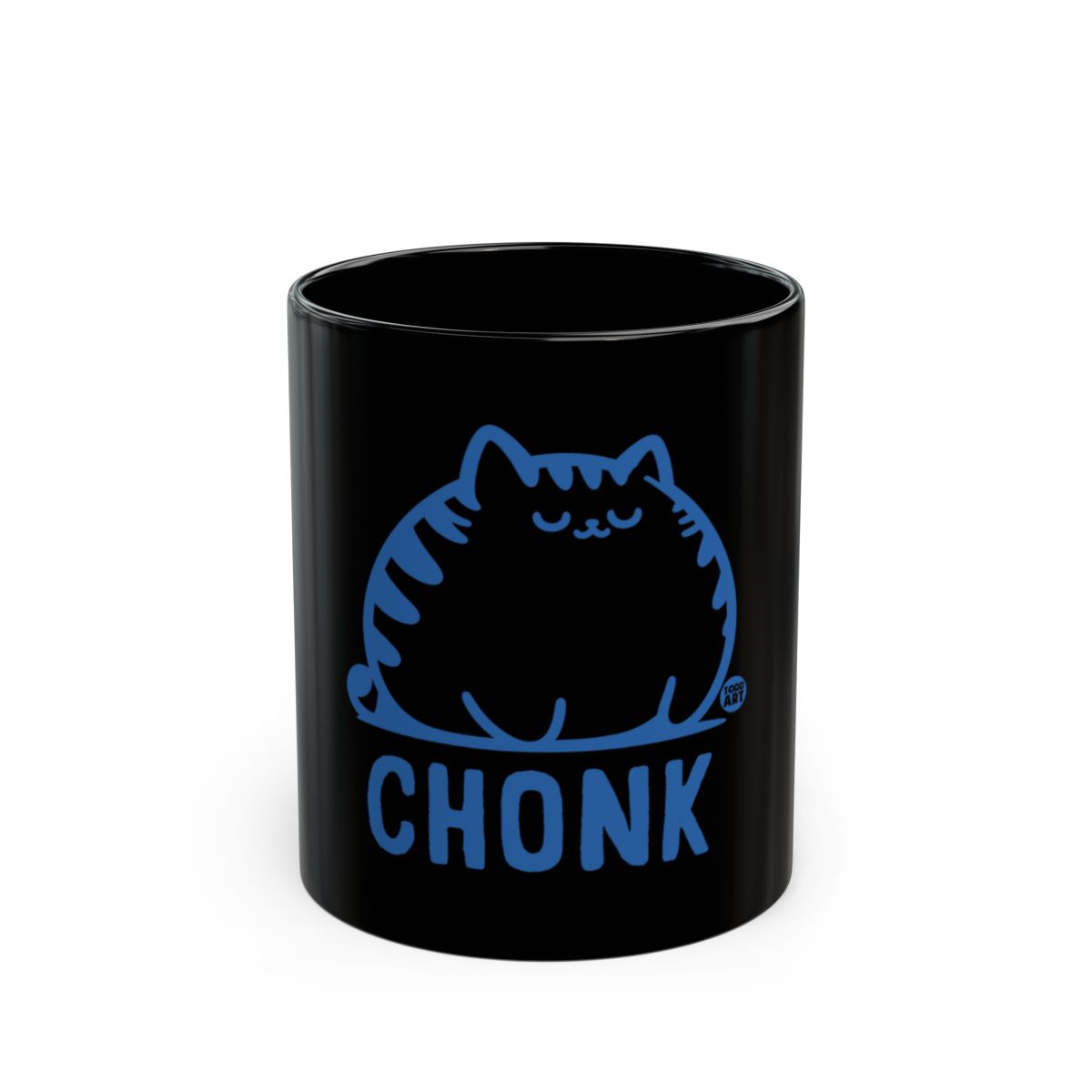 Black Mug with Blue CHONK Cat Design Mug