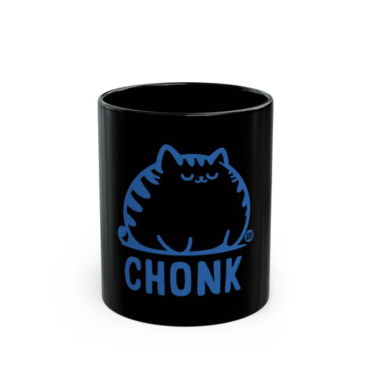 Black Mug with Blue CHONK Cat Design Mug