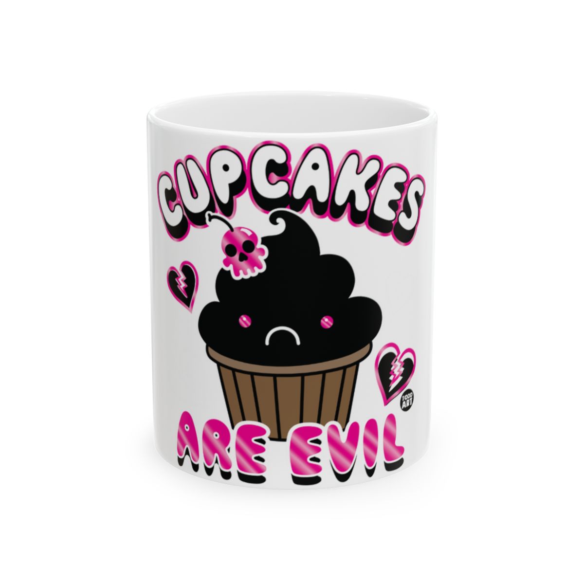 Cupcakes Are Evil Mug with Cute Goth Design
