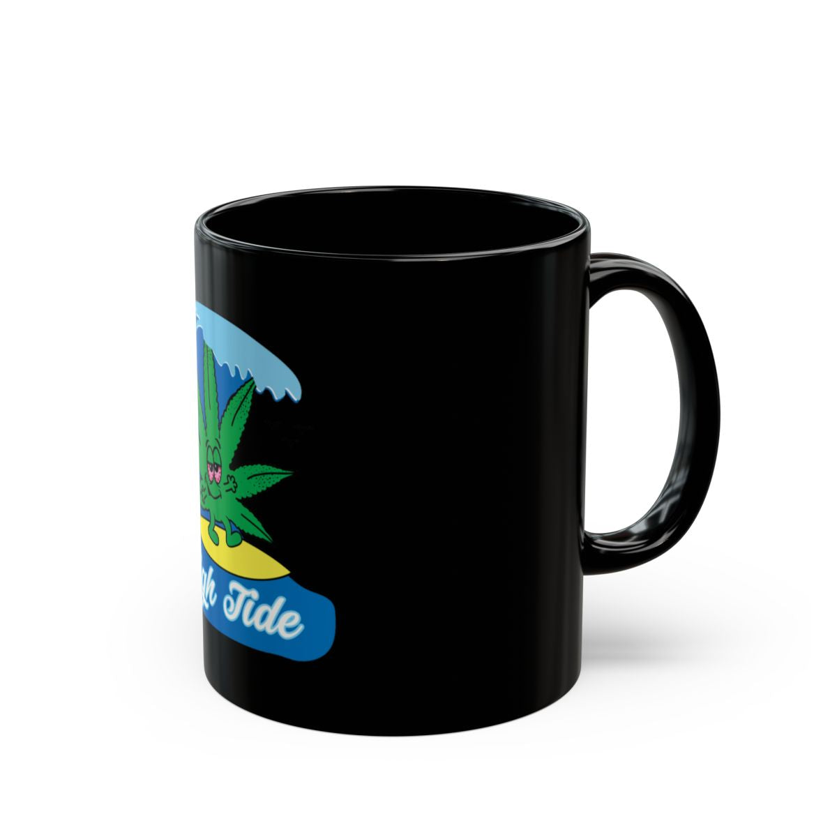 Black Coffee Mug with Relax Tide Weed Design