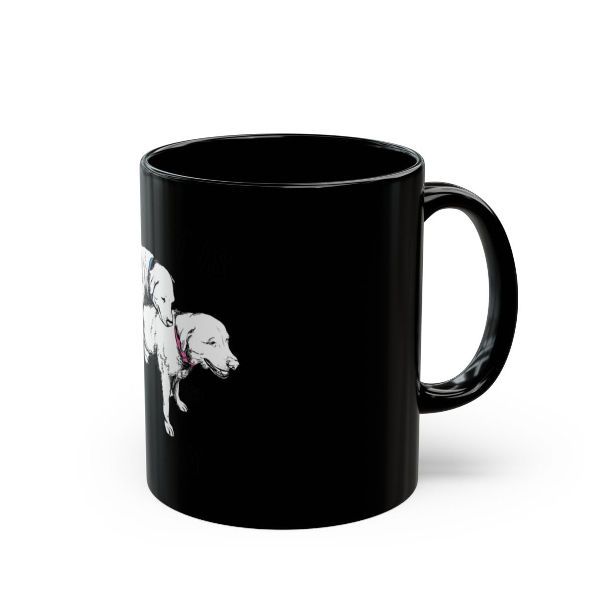 Adorable Dogs Print Black Mug for Pet Lovers