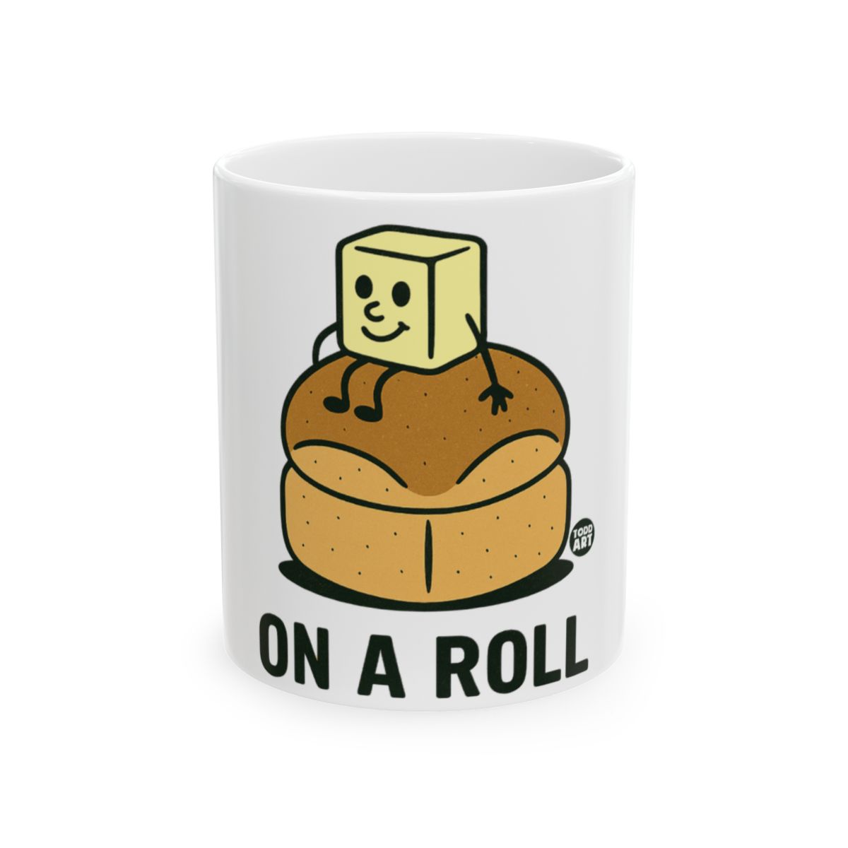 Cute Butter on a Roll Ceramic White Coffee Mug