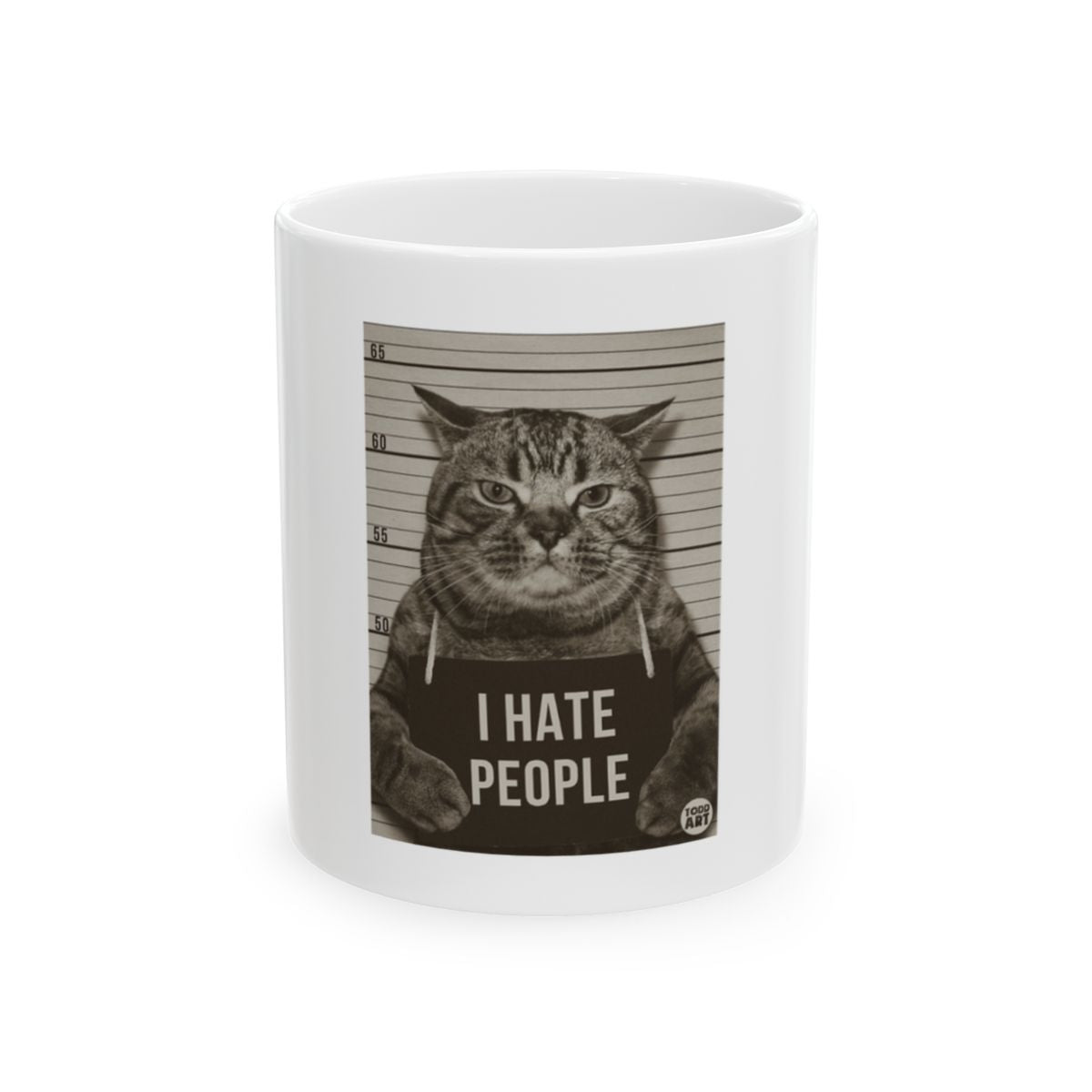 Funny Cat I Hate People Image White Mug