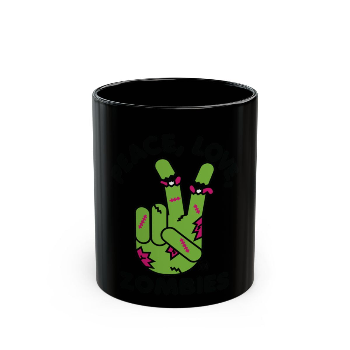 Peace Love Zombies Black Mug product
