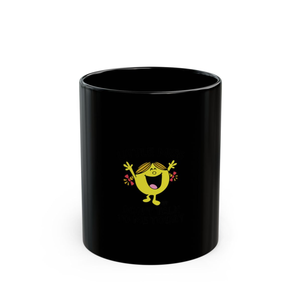 Little Miss Hug Black Mug with Cheerful Design