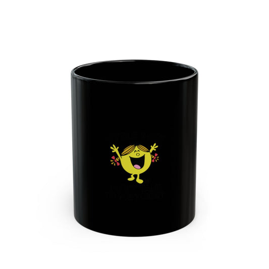 Little Miss Hug Black Mug with Cheerful Design