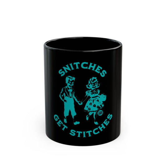 Snitches Get Stitches Black Ceramic Mug