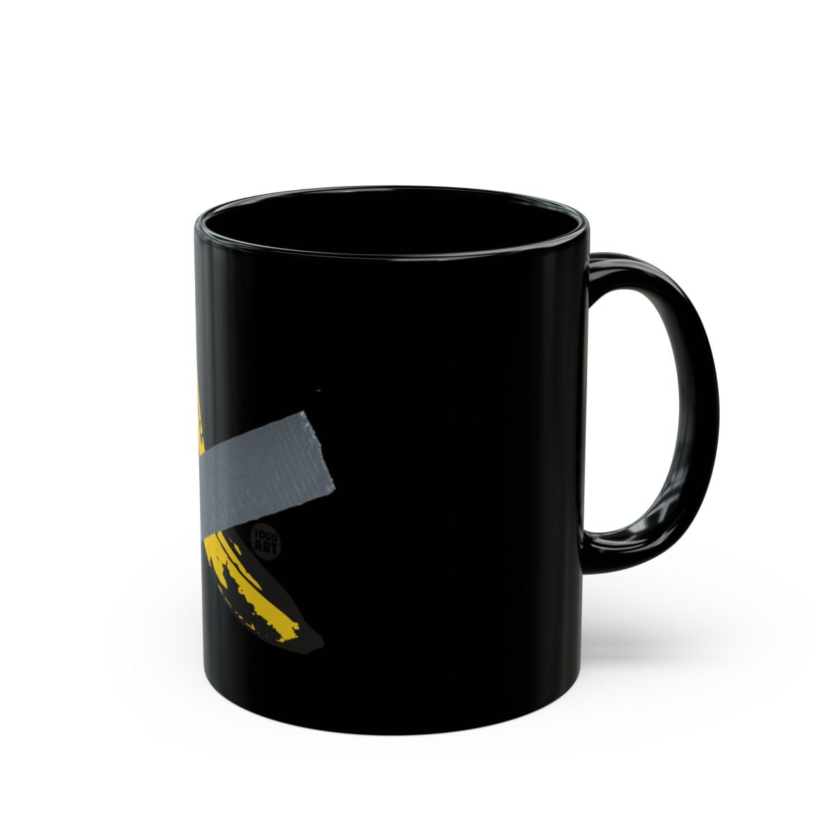 Black Ceramic Mug with Artistic Brushstroke Design