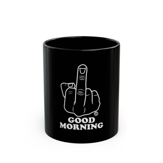 Black Mug with Good Morning Design