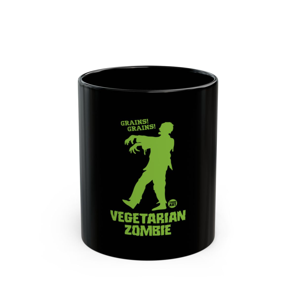 Vegetarian Zombie Grains Black Mug for Halloween Fans