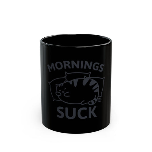 Mornings Suck Cat Design Coffee Mug Perfect for Gifts