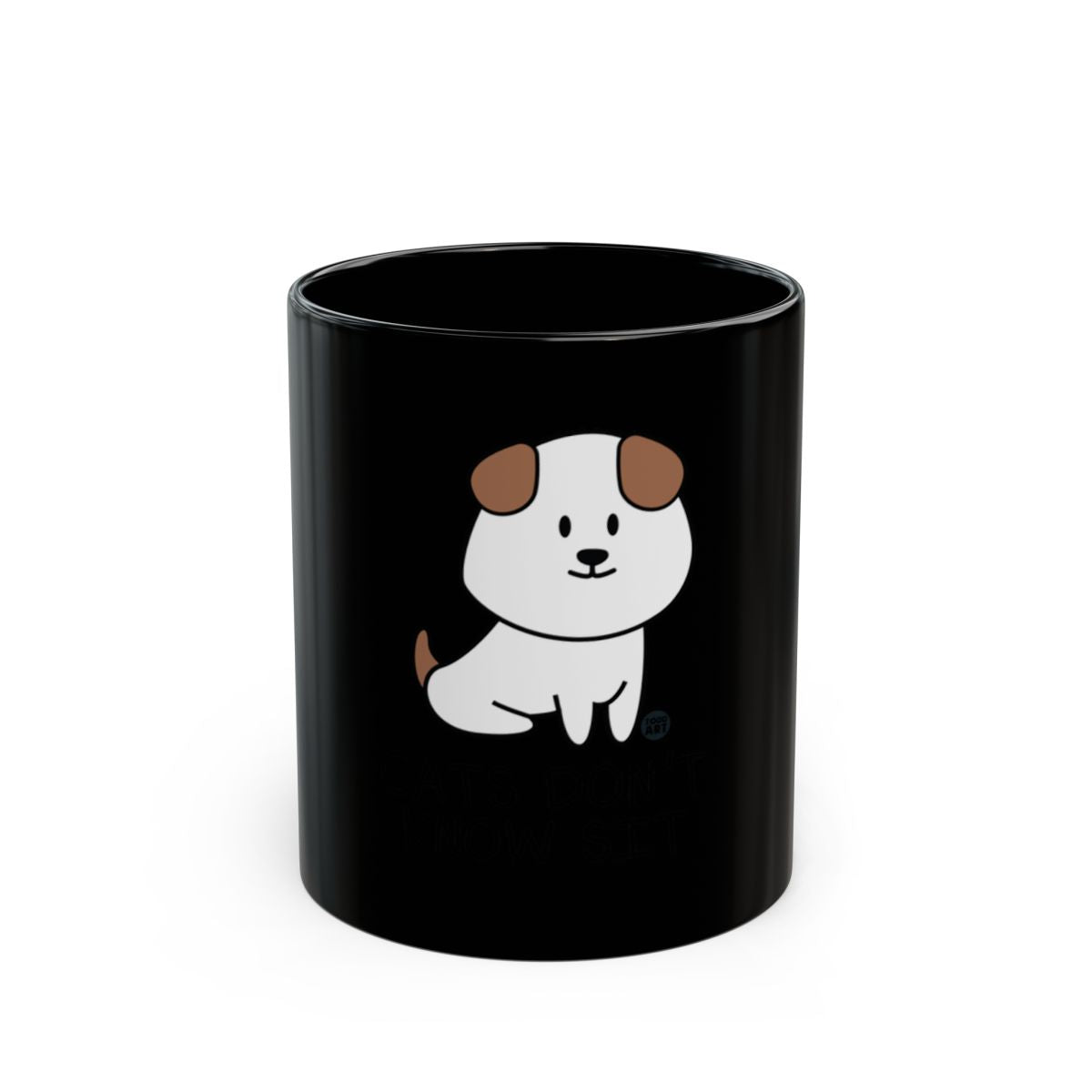 Cute Dog Illustration on Black Coffee Mug