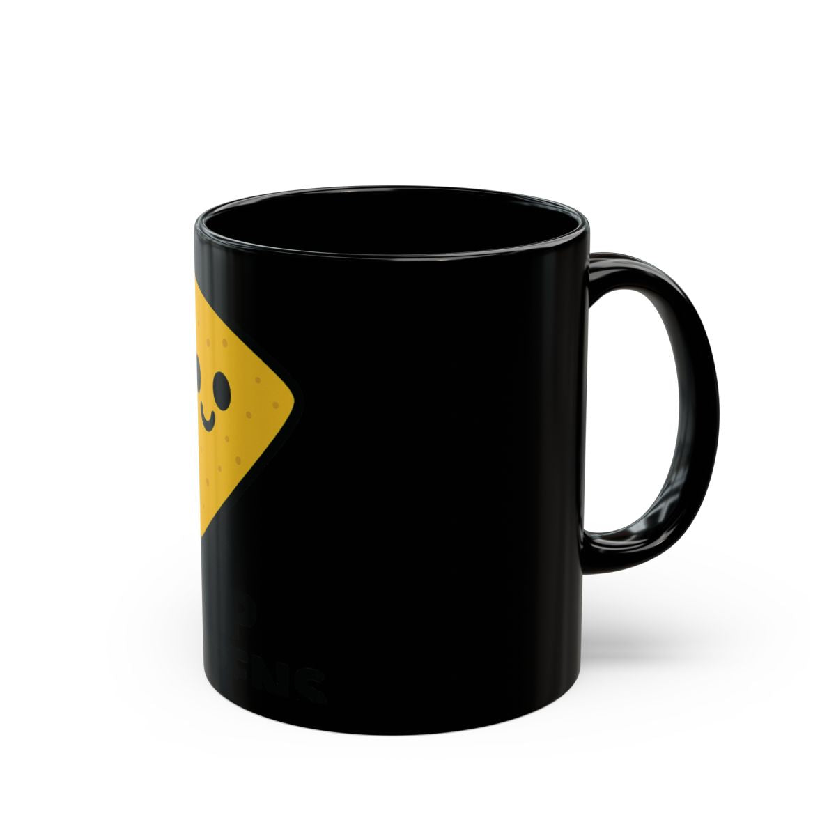 Smiling Nacho Character Design Black Coffee Mug