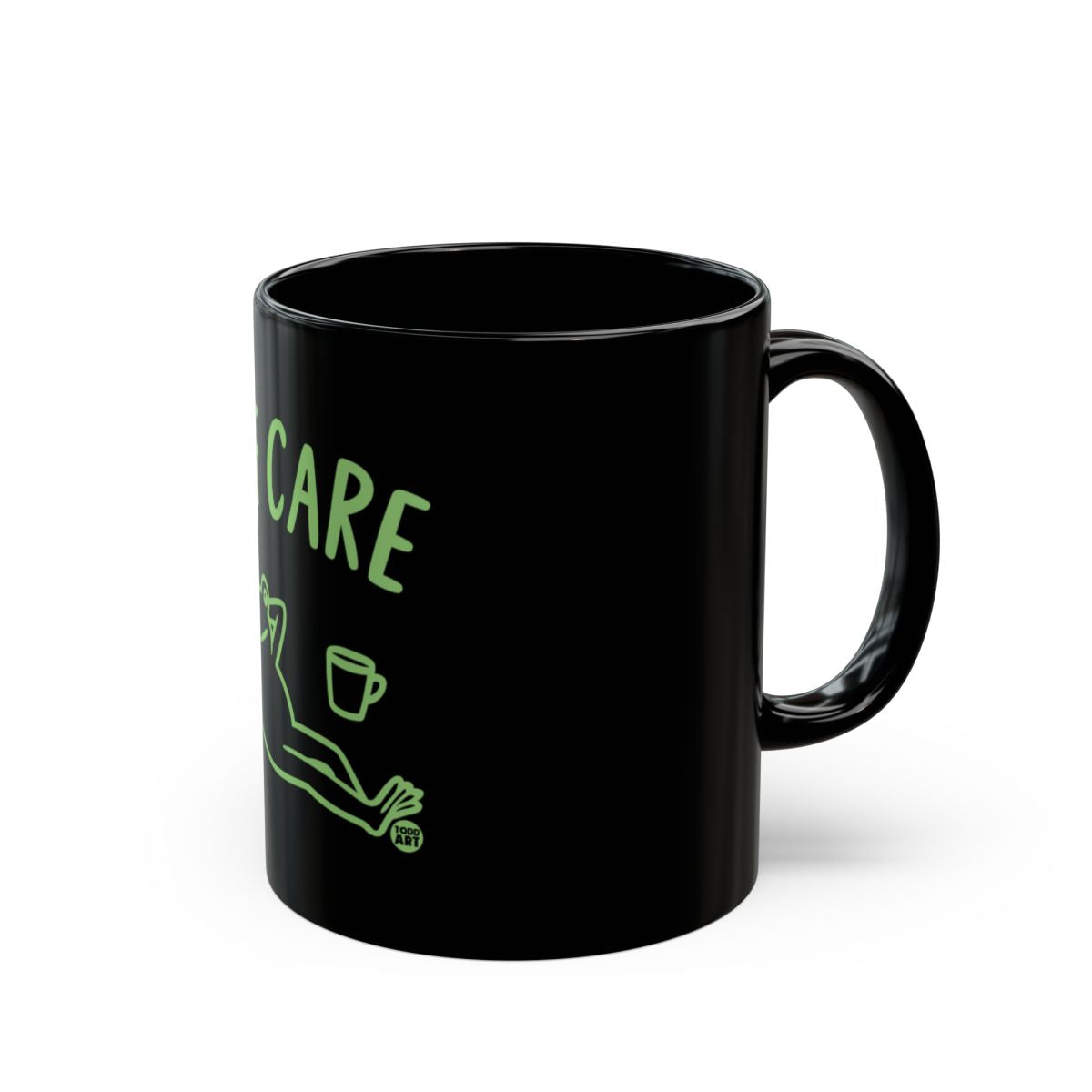 Cat and coffee take care black printed mug product