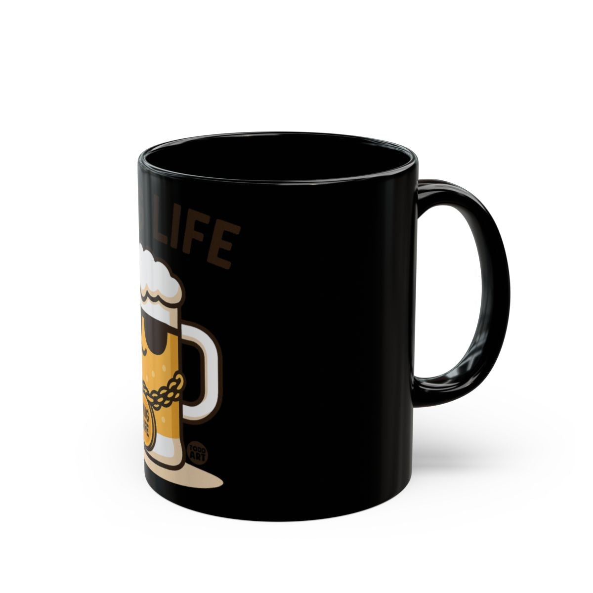 Funny Beer Cartoon with Sunglasses Black Coffee Mug