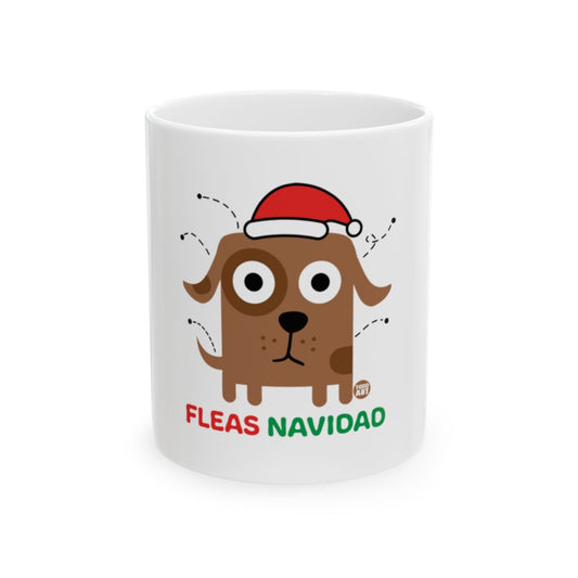 Cute Dog with Santa Hat Fleas Navidog Mug
