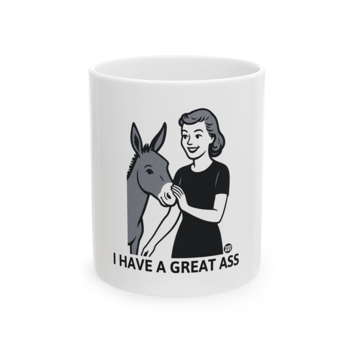 Funny White Mug With Humorous Quote And Cartoon Design