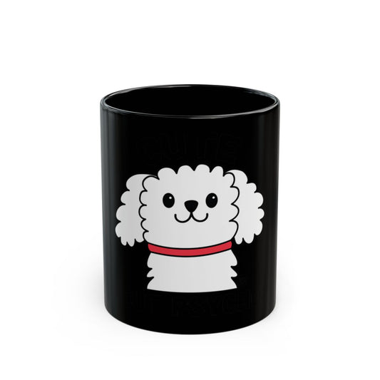 Cute Dog Cartoon Black Mug for Coffee or Tea