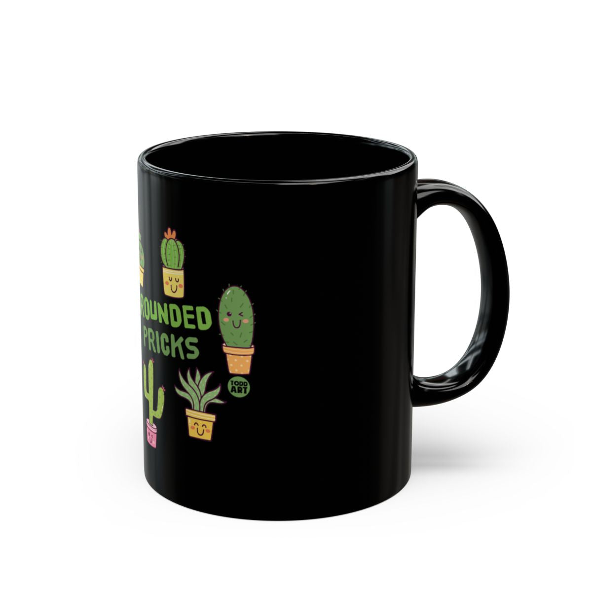 Funny Cute Cactus Plants Design Black Coffee Mug