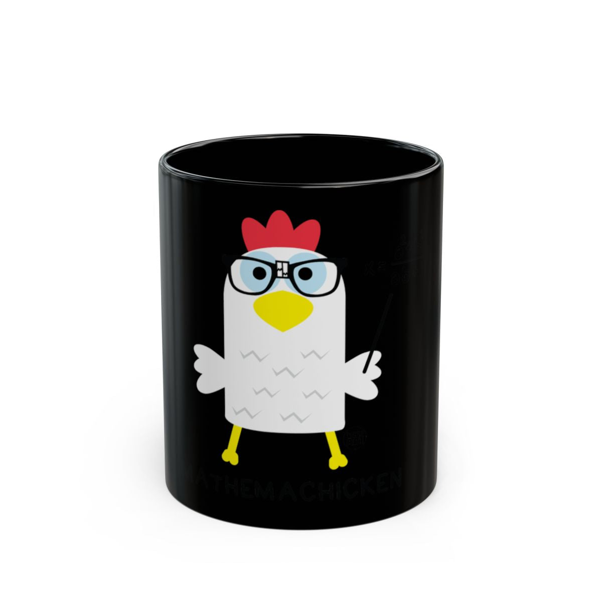 Cute Nerdy Chicken Design Black Coffee Mug