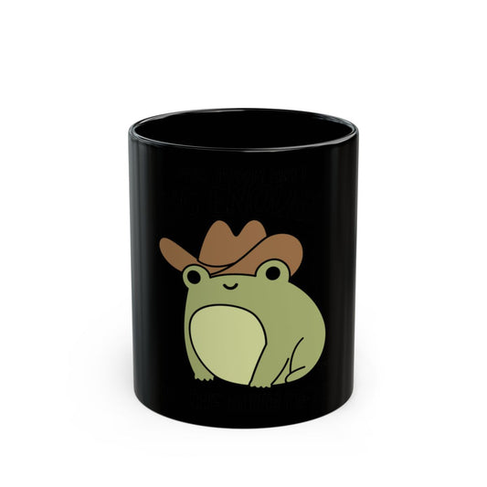 Cowboy Frog Design Black Coffee Mug