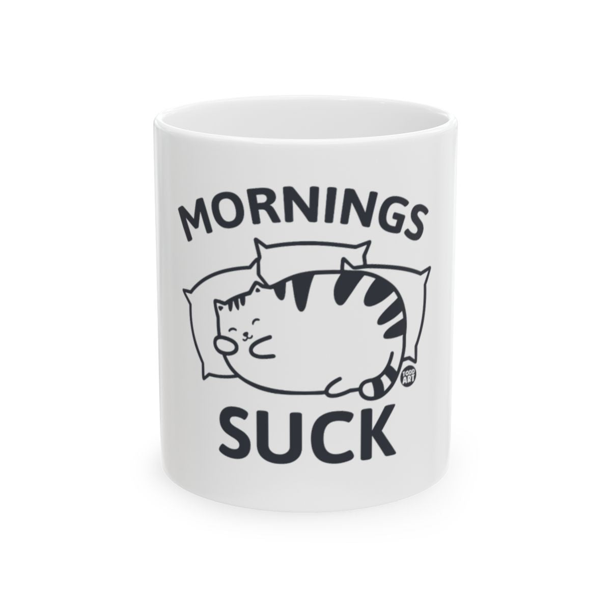Mornings Suck Cute Cartoon Cat White Mug Product