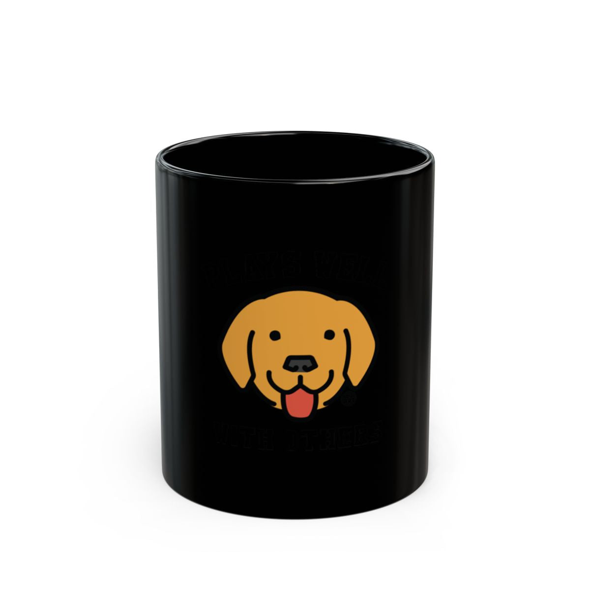 Black Mug with Adorable Dog Face Print