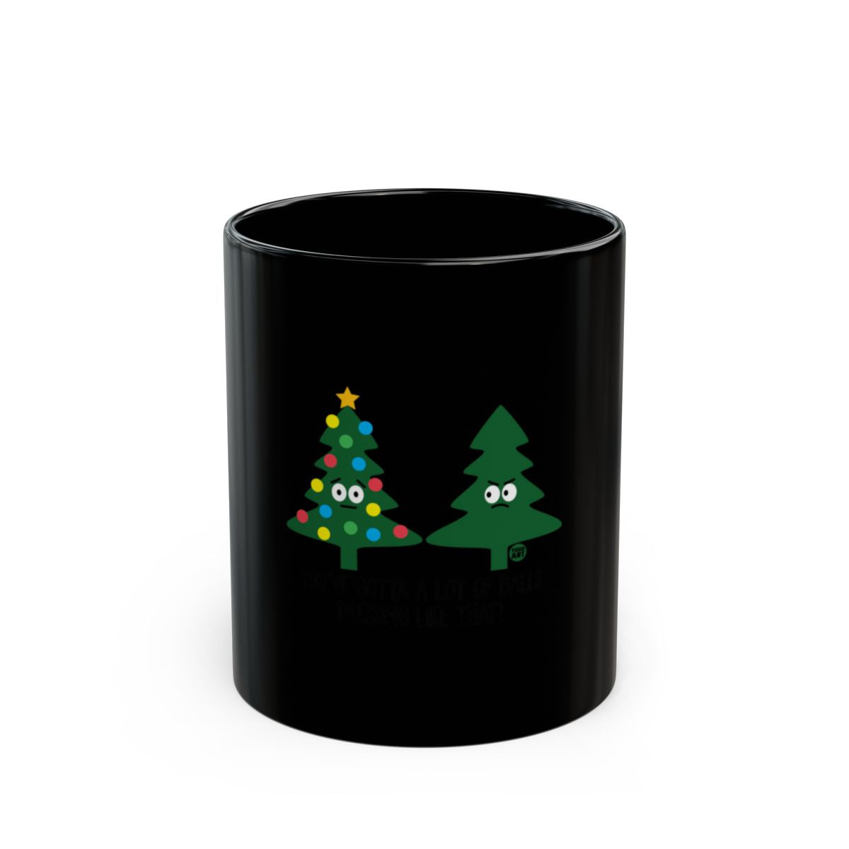 Festive Holiday Tree Character Black Mug