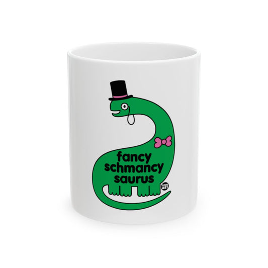 Fancy Schmancy Saurus Design on White Mug