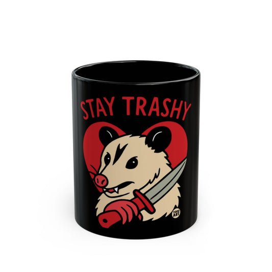 Stay Trashy Possum With Knife Design Mug