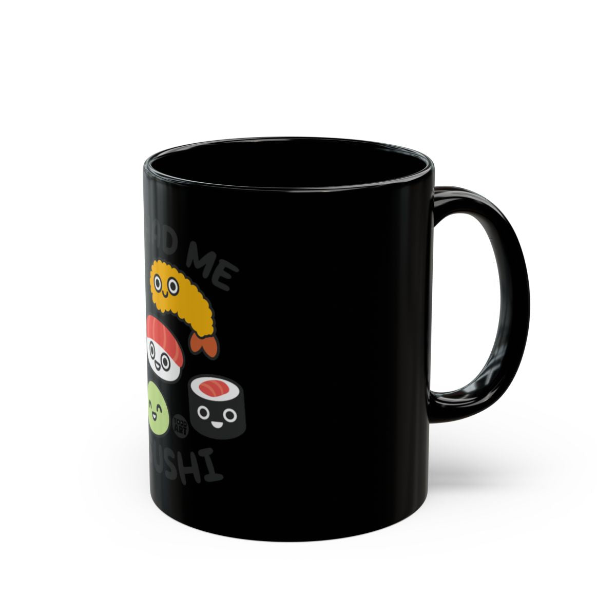Cute Sushi Characters Black Coffee Mug Product