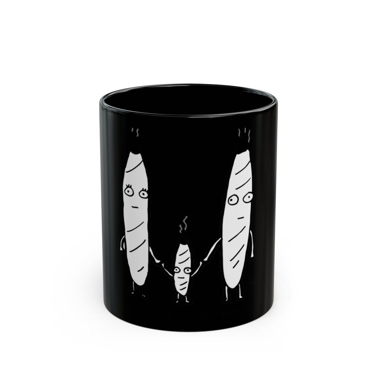 Cute Family Baguette Characters Black Coffee Mug