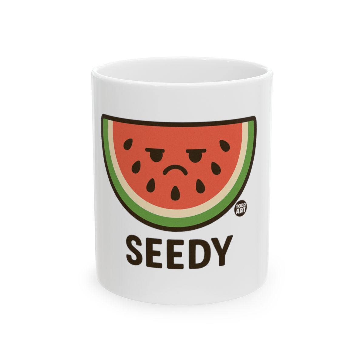 Seedy Watermelon Face White Mug for Morning Coffee