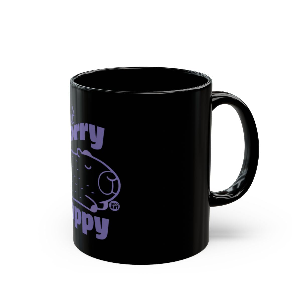 No Worry Happy Capybara Black Mug