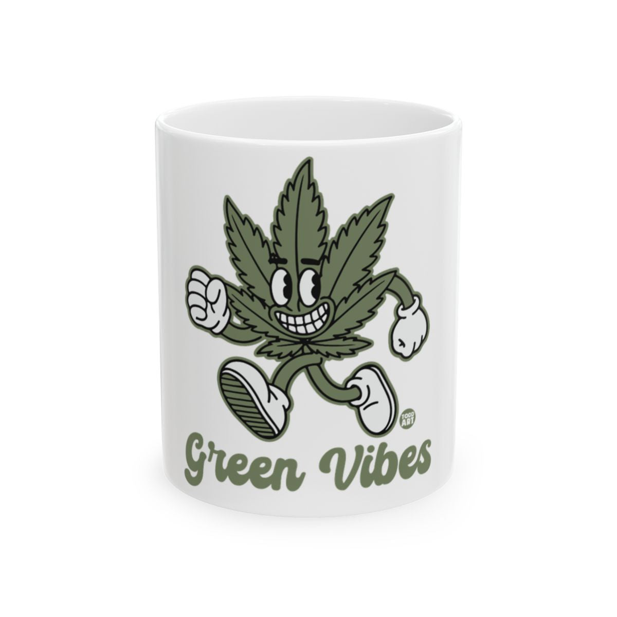 Green Vibes with Leaf Character Mug for Coffee Lovers