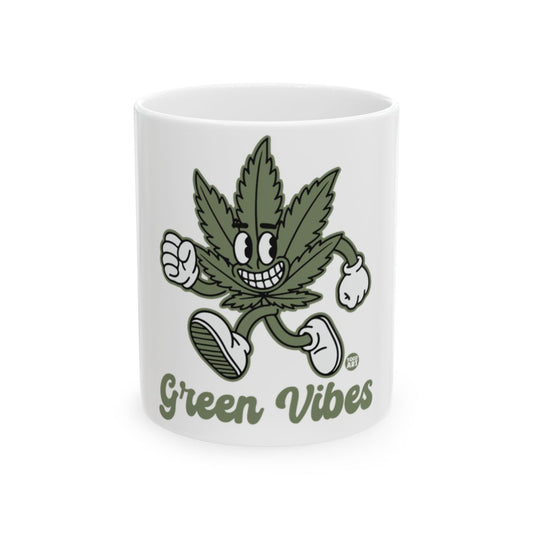 Green Vibes with Leaf Character Mug for Coffee Lovers