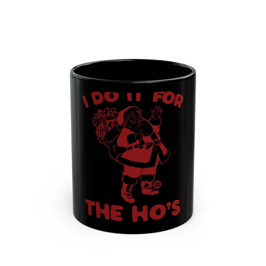 Black Mug with Funny Santa and Holiday Message